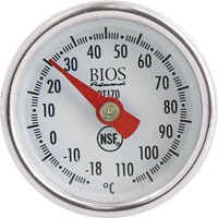 Thermom&egrave;tre &agrave; cadran 1 po/2,5 cm °C seulement avec manchon d'&eacute;talonnage, Contact, Analogique, 0,4-230°F (-18-110°C) Moffatt Supply & Specialties