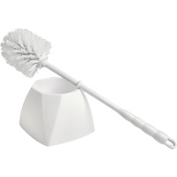 Brosse &agrave; cuvettes avec coupelle, 15-1/2" l, Soies Polypropyl&egrave;ne, Blanc Moffatt Supply & Specialties