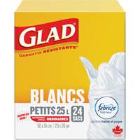 Small 25L Febreze Garbage Bags, Regular, 20" W x 20" L, White Moffatt Supply & Specialties