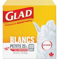 Petits sacs &agrave; ordures 25 L sans parfum, R&eacute;gulier, 20" la x 20" lo, Blanc Moffatt Supply & Specialties