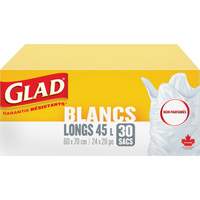 Tall 45L Unscented Garbage Bags, Regular, 24" W x 28" L, White Moffatt Supply & Specialties