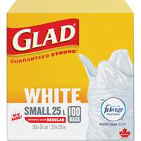 Small 25L Febreze Garbage Bags, Regular, 20" W x 20" L, White Moffatt Supply & Specialties