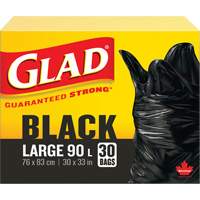90L Garbage Bags, Regular, 30" W x 33" L, Black Moffatt Supply & Specialties