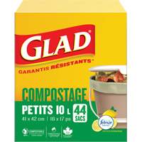 Petits sacs de compostage, R&eacute;gulier, 17" lo x 16" la, Brun, Capacit&eacute; de 10 L (3 gal.) Moffatt Supply & Specialties