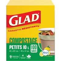 Petits sacs de compostage, R&eacute;gulier, 17" lo x 16" la, Brun, Capacit&eacute; de 10 L (3 gal.) Moffatt Supply & Specialties