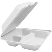 Compostable Hinged Food Containers with Compartments, Bagasse, Square Moffatt Supply & Specialties