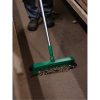 Push Broom Head, Fine/Stiff Bristles, 16-1/2", Polyester/Polypropylene, Green Moffatt Supply & Specialties