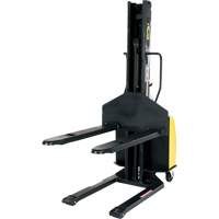 Narrow Mast Powered Lift Stacker, Electric Operated, 1500 lbs. Capacity, 63" Max Lift Moffatt Supply & Specialties