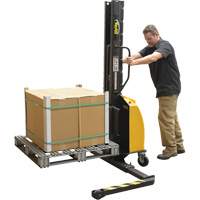 Narrow Mast Powered Lift Stacker, Electric Operated, 1000 lbs. Capacity, 63" Max Lift Moffatt Supply & Specialties