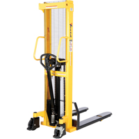 Manual Hydraulic Stacker, Hand Pump Operated, 2000 lbs. Capacity, 63" Max Lift Moffatt Supply & Specialties
