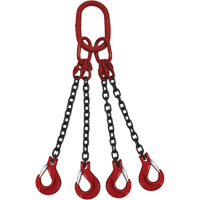 Chain Sling, Grade 80 Chain, Quadruple Legs, Oblong & Slip Hooks, 9/32" x 5' Moffatt Supply & Specialties