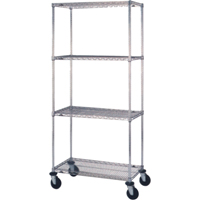 Chariots en treillis m&eacute;tallique, Chrom&eacute;, 24" x 81" x 48", Capacit&eacute; 800 lb Moffatt Supply & Specialties