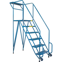 Mechanics/Maintenance Rolling Ladder, Steel, 6 Steps, 57" Platform Height Moffatt Supply & Specialties