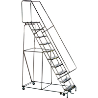 Lockstep Rolling Ladders, 5 Steps, 24" Step Width, 50" Platform Height, Stainless Steel Moffatt Supply & Specialties