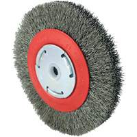 101F-2M Crimped Wire Brush, 6" Dia., 0.014" Fill, 1/2" - 2" Arbor Moffatt Supply & Specialties