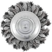 Shaft Mounted Knot Twisted Radial Brush, 3" Dia., 0.02" Fill, 1/4" Arbor, Stainless Steel Moffatt Supply & Specialties