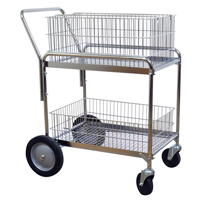 Wire Mesh Office Mail Cart, 200 lbs. Capacity, Chrome, 23-3/4" D x 33-1/2" L x 38-1/4" H, Chrome Plated Moffatt Supply & Specialties