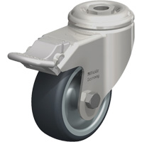 Stainless Steel Thermoplastic Elastomer Caster, Swivel with Brake, 3-1/8" (79.5 mm) Dia., 220 lbs. (100 kg.) Capacity Moffatt Supply & Specialties