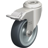 Stainless Steel Thermoplastic Elastomer Caster, Swivel with Brake, 4" (102 mm) Dia., 240 lbs. (108 kg.) Capacity Moffatt Supply & Specialties