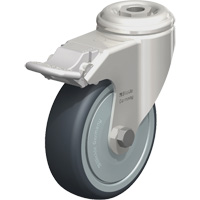 Stainless Steel Thermoplastic Elastomer Caster, Swivel with Brake, 4" (102 mm) Dia., 240 lbs. (108 kg.) Capacity Moffatt Supply & Specialties