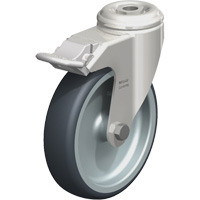 Stainless Steel Thermoplastic Elastomer Caster, Swivel with Brake, 5" (127 mm) Dia., 265 lbs. (120 kg.) Capacity Moffatt Supply & Specialties