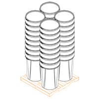 Baril emboîtable en poly&eacute;thyl&egrave;ne, 55 gal. US (45 gal. imp.), Dessus ouvert, Jaune Moffatt Supply & Specialties