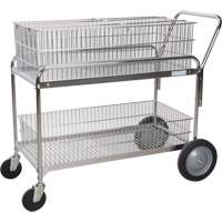 Wire Mesh Office Mail Cart, 250 lbs. Capacity, Chrome, 23" D x 42" L x 38" H, Chrome Plated Moffatt Supply & Specialties