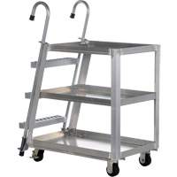 Stockpicker Truck, Aluminum, 21-7/8" W x 40" D, 3 Shelves, 660 lbs. Capacity Moffatt Supply & Specialties