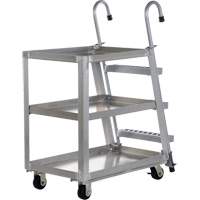 Stockpicker Truck, Aluminum, 21-7/8" W x 40" D, 3 Shelves, 660 lbs. Capacity Moffatt Supply & Specialties