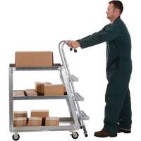 Stockpicker Truck, Aluminum, 21-7/8" W x 40" D, 3 Shelves, 660 lbs. Capacity Moffatt Supply & Specialties