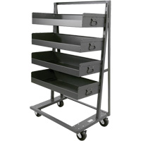 Single-Sided Heavy Duty A-Frame Cart with 4 Large Lipped Trays, 38" x 25" x 63", 2500 lbs. Capacity Moffatt Supply & Specialties