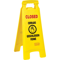 Closed Safety Signs, Quadrilingual with Pictogram Moffatt Supply & Specialties