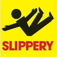 "Slippery" Traffic Cone Message Label, Adhesive, English with Pictogram Moffatt Supply & Specialties