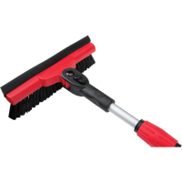 Snow Brush With Pivot Head, Telescopic, Rubber Squeegee Blade, 52" Long, Black/Red Moffatt Supply & Specialties