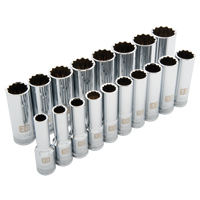 Jeu de douilles m&eacute;triques, 18 Mcx, Prise de 1/2", Profond Moffatt Supply & Specialties