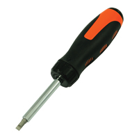 Ratcheting Multibit Screwdriver, 10-3/5" L, Cushion Grip Handle Moffatt Supply & Specialties