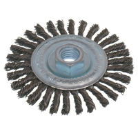 Brosses &eacute;conomiques &agrave; fil nou&eacute;s &agrave; haute vitesse pour cordons de soudure, Dia. 6-1/2", Fils 0,02", Arbre 5/8"-11, Acier Moffatt Supply & Specialties