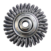 Brosse &agrave; fils nou&eacute;s TufBrush, Dia. 4", Fils 0,02", Arbre 5/8"-11, Acier Moffatt Supply & Specialties
