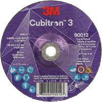 Cubitron 3 Cut and Grind Wheel, 4" x 5/32", 3/8" Arbor, Type 27, 36 Grit, Ceramic Moffatt Supply & Specialties