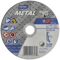 Metal RightCut Right Angle Cut-Off Wheel, 4-1/2" x 0.04", 7/8" Arbor, Type 01/41, Aluminum Oxide, 13580 RPM Moffatt Supply & Specialties