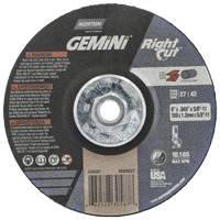 Gemini RightCut Right Angle Cut-Off Wheel, 6" x 0.045", 5/8"-11 Arbor, Type 27/42, Aluminum Oxide, 10185 RPM Moffatt Supply & Specialties