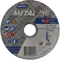 Metal RightCut Right Angle Cut-Off Wheel, 4-1/2" x 0.045", 7/8" Arbor, Type 01/41, Aluminum Oxide, 13580 RPM Moffatt Supply & Specialties