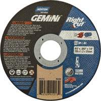 Gemini RightCut Right Angle Cut-Off Wheel, 4-1/2" x 0.045", 7/8" Arbor, Type 01/41, Aluminum Oxide, 13580 RPM Moffatt Supply & Specialties