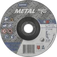 Metal RightCut Right Angle Cut-Off Wheel, 6" x 0.045", 7/8" Arbor, Type 27/42, Aluminum Oxide, 10190 RPM Moffatt Supply & Specialties