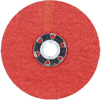Disque de verrouillage en fibres avec fixation Speed-Change, 4-1/2" dia., Grain 24, C&eacute;ramique d'alumine Moffatt Supply & Specialties