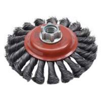 Brosse concave &agrave; fils nou&eacute;s torsad&eacute;s, Dia. 4", Fils 0,02", Arbre 5/8"-11, Acier Moffatt Supply & Specialties