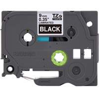 P-touch&reg; Labeling Systems, 9 mm x 314.96" or 8 m, White on Black Moffatt Supply & Specialties