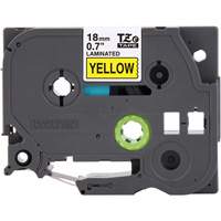 Tape Cartridge for P-touch&reg; Labeling System, 18 mm x 8 m, Black on Yellow Moffatt Supply & Specialties
