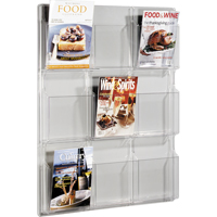 Literature Displays, Wall Mount, 9 Slots, Plastic, 30" W x 2" D x 36-7/8" H Moffatt Supply & Specialties