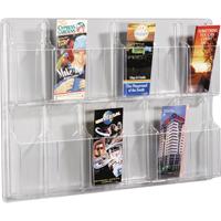 Literature Displays, Wall Mount, 12 Slots, Plastic, 30" W x 2" D x 20-3/8" H Moffatt Supply & Specialties